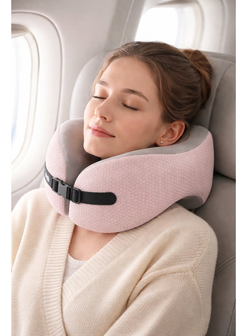OLUDENIZ Portable Travel Neck Pillow – Comfortable and Foldable U-Shape Neck Support with Massage Feature - Image 1